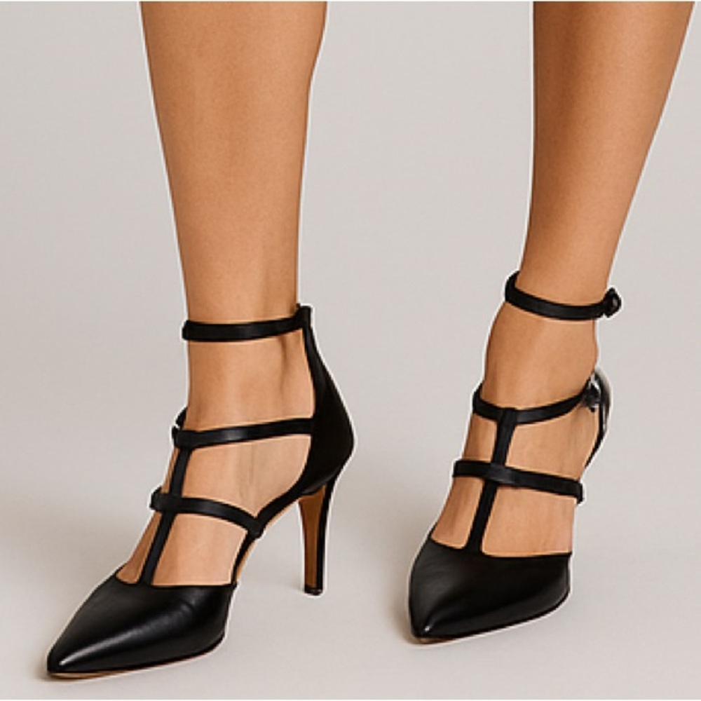 Nine West Nwenchanting Black Leather Strappy Heels